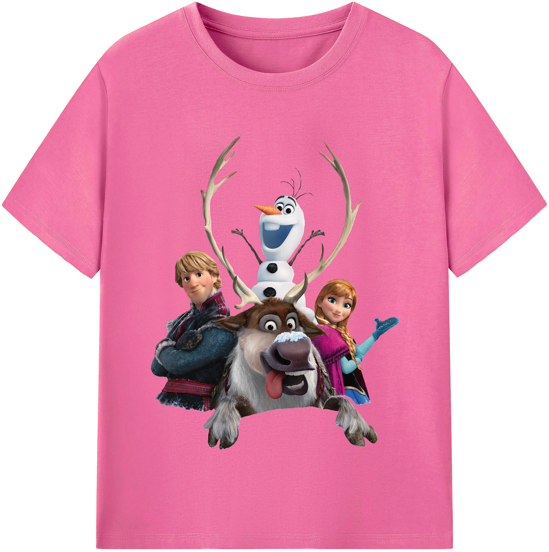 （画像用） アナと雪の女王 アンナ エルサ Frozen Anna Elsa レディースカジュアルプリントTシャツ（綿100％）
